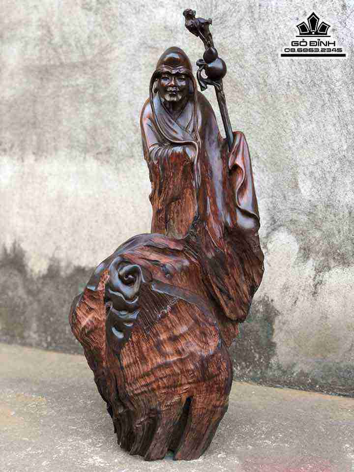Tượng La Hán Trường Mi Gỗ Trắc  Cao 60 Rộng 26 Dày 24 (cm)