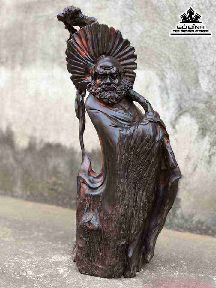 Tượng Đạt Ma Gỗ Trắc  Cao 46 Rộng 19 Dày 15 (cm)