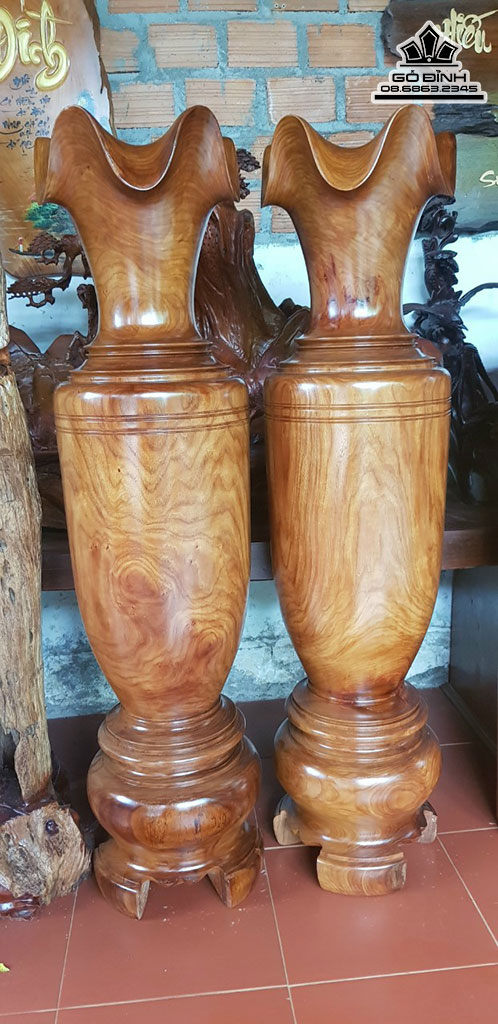 Cặp Lục Bình Gỗ Hương Cao 148 Đường 37 (cm)