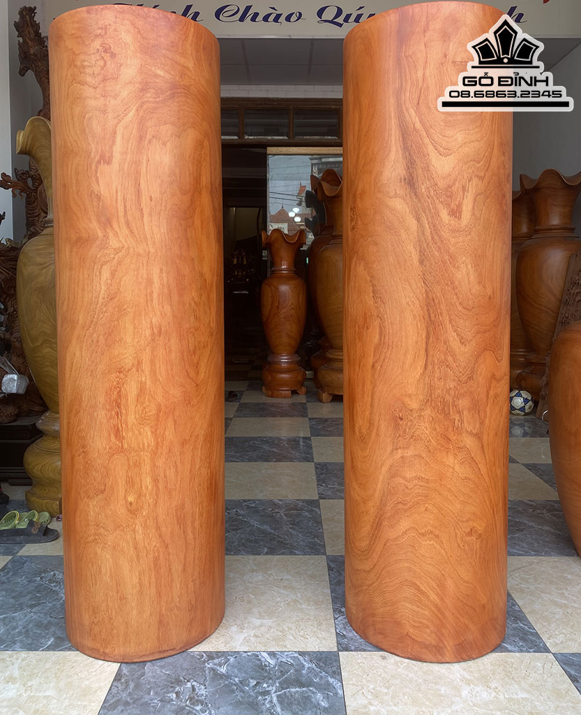 Cặp Trụ Trời Gỗ Hương Cao 180 Đường Kính 52 (cm)