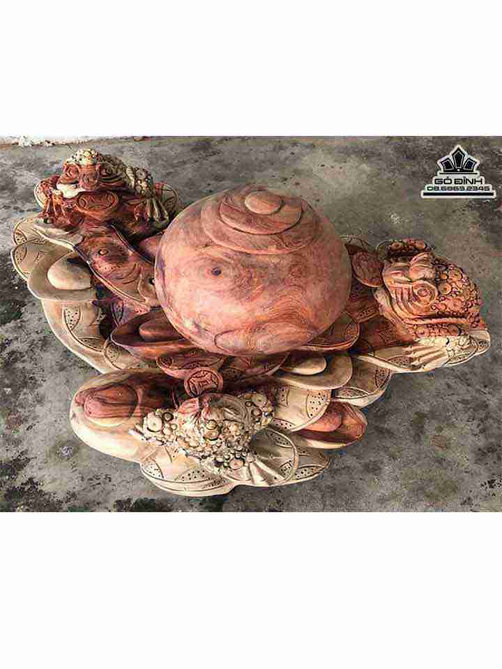 Tượng Thiềm Thừ Chấn Lộc Gỗ Hương  Cao 21 Rộng 50 Dày 39 (cm)