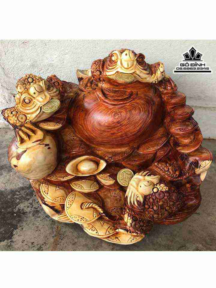 Tượng Thiềm Thừ Tài Lộc Gỗ Hương  Cao 23 Rộng 38 Dày 40 (cm)