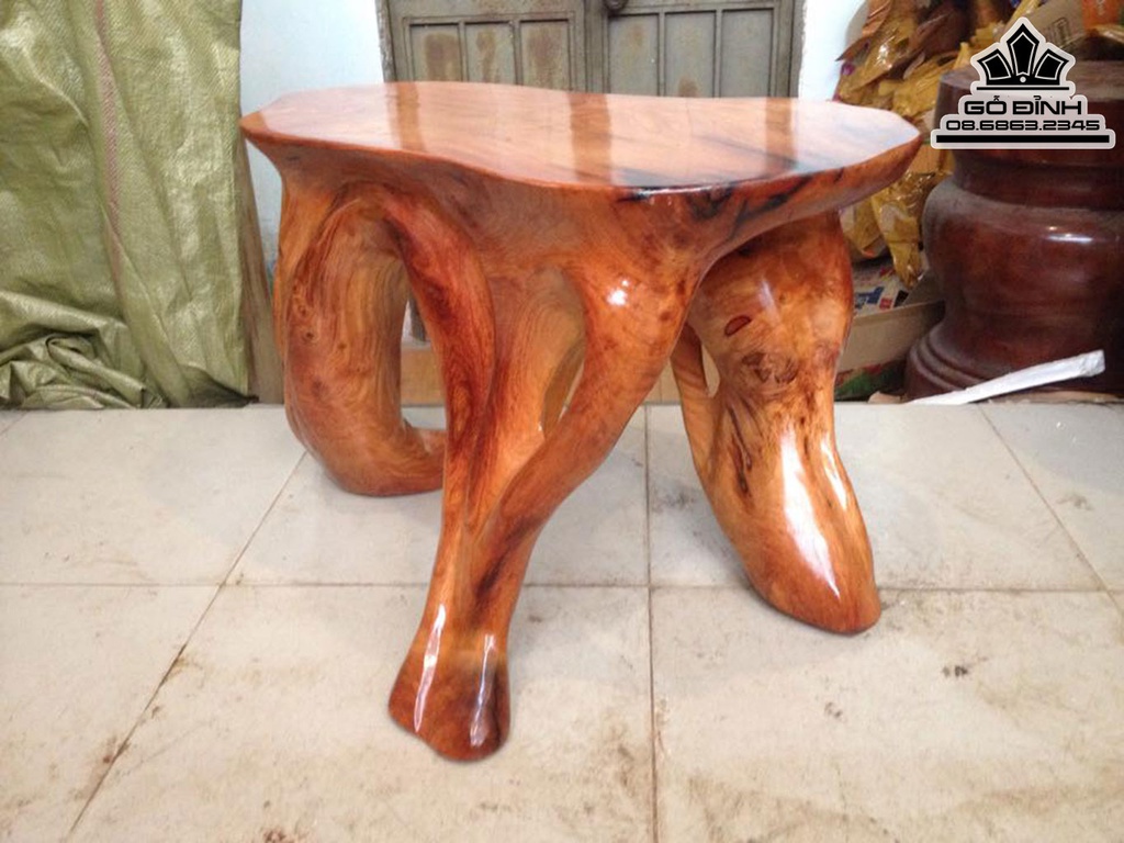 Đôn Gỗ, Đôn Gốc Cây Gỗ Gõ Đỏ Cao 41 Mặt 62-37 (cm) DC125