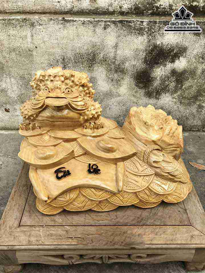 Tượng Thiềm Thừ Tài Lộc Gỗ Nu Nghiến  Cao 28 Rộng 46 Dày 35 (cm)