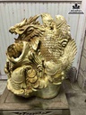 Tượng Cá Chép Hóa Rồng Gỗ Nu Nghiến  Cao 58 Rộng 45 Dày 25 (cm)