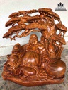 Tượng Phật Di Lặc Ngồi Gốc Tùng Gỗ Hương  Cao 47 Rộng 40 Dày 23 (cm)