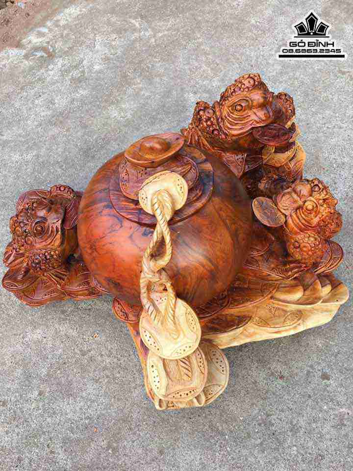 Tượng Thiềm Thừ Chấn Lộc Gỗ Hương  Cao 30 Rộng 60 Dày 43 (cm)