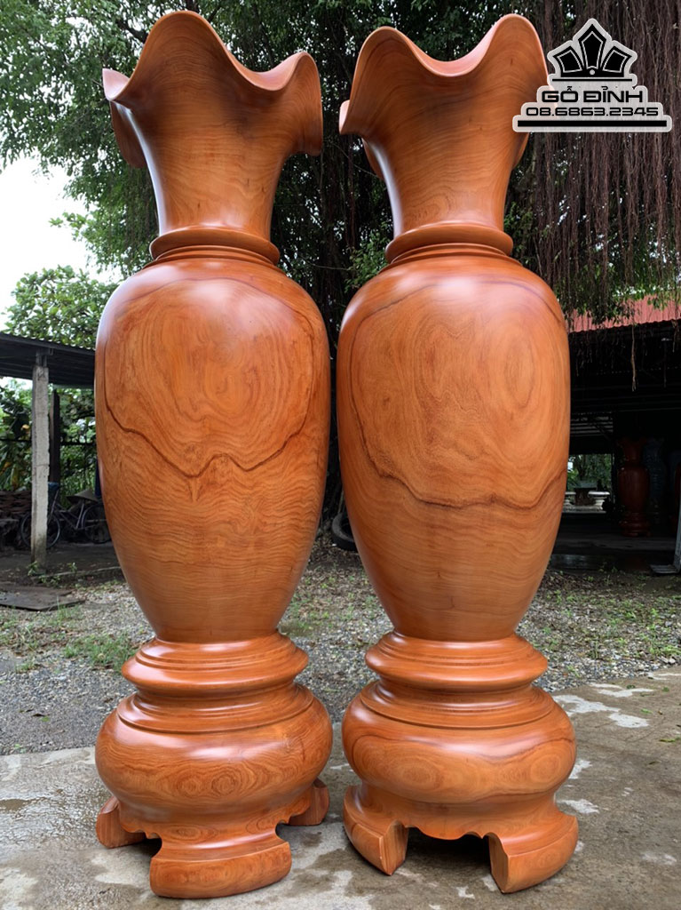 Cặp Lục Bình Gỗ Hương Cao 210 Đường Kính 64 (cm)