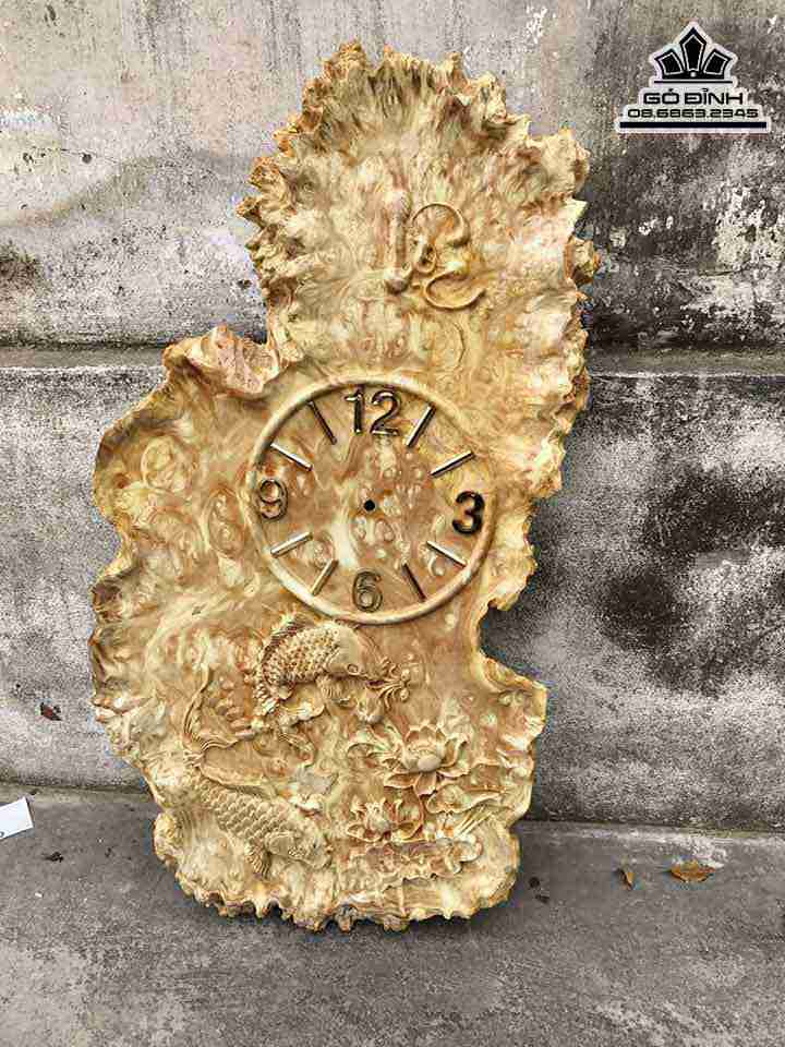 Đồng Hồ Chữ Lộc Gỗ Nu Nghiến  Cao 70 Rộng 37 Dày 2.2 (cm)