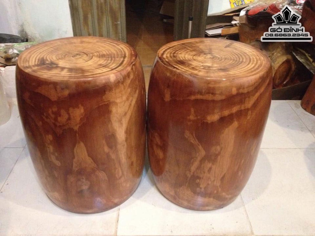 Cặp Đôn Gỗ, Đôn Gốc Cây Gỗ Lim Cao 45 Đường Kính 31 Bụng 38 (cm) DL134