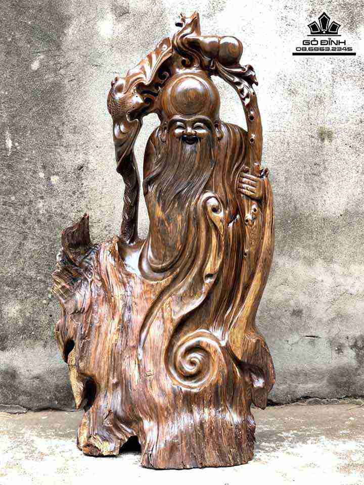 Tượng Ông Thọ Gỗ Bách Xanh  Cao 89 Rộng 48 Dày 29 (cm)