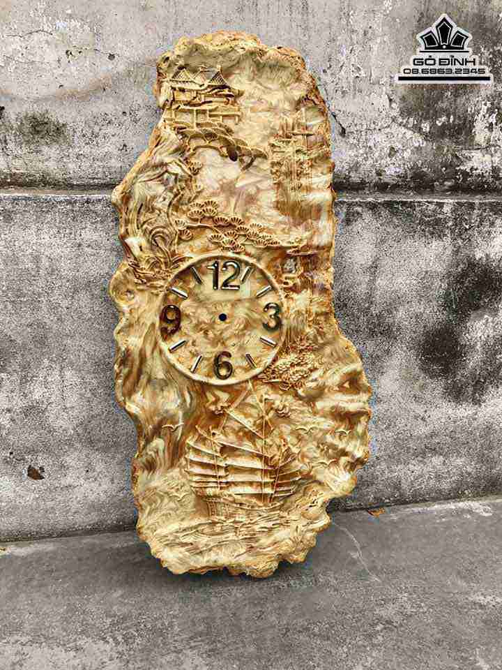 Đồng Hồ Thuận Buồm Xuôi Gió Gỗ Nu Nghiến  Cao 65 Rộng 30 Dày 2.2 (cm)