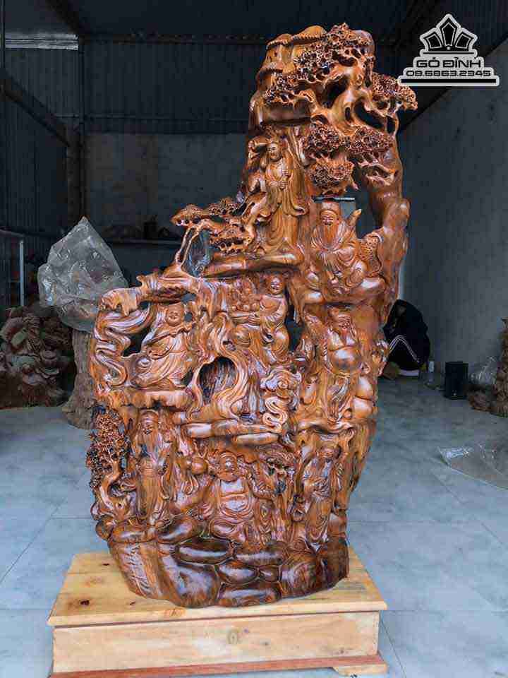 Tượng Bát Tiên Gỗ Bách Xanh  Cao 113 Rộng 70 Dày 38 (cm)