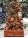 Tượng Tam Đa Đứng Gốc Tùng Gỗ Hương Cao 165 Ngang 90 Sâu 50(cm)