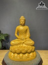 Tượng Phật Thích Ca Gỗ Gõ Vàng Cao 51 Ngang 36 Sâu 28 (cm)