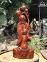 Tượng Ông Thọ Cầm Đào Tiên Gỗ Hương  Cao 72 Ngang 29 Sâu 17 (cm)