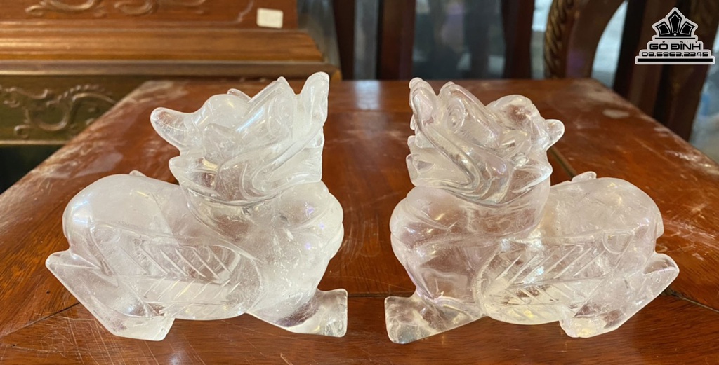 Cặp Tỳ Hưu Thạch Anh Trắng 10 (cm)