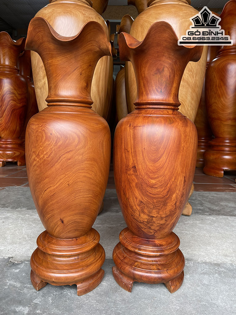 Cặp Lục Bình Gỗ Hương Cao 75 Đường Kính 24 (cm)