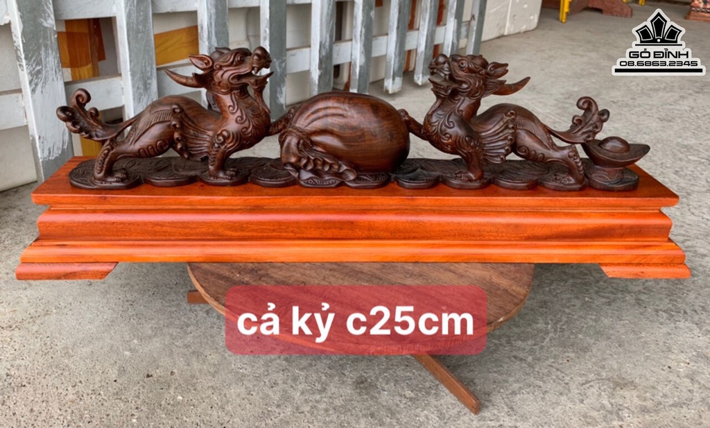 Cặp Tỳ Hưu Gỗ Trắc Cao 16 Ngang 62 Sâu 8 (cm)