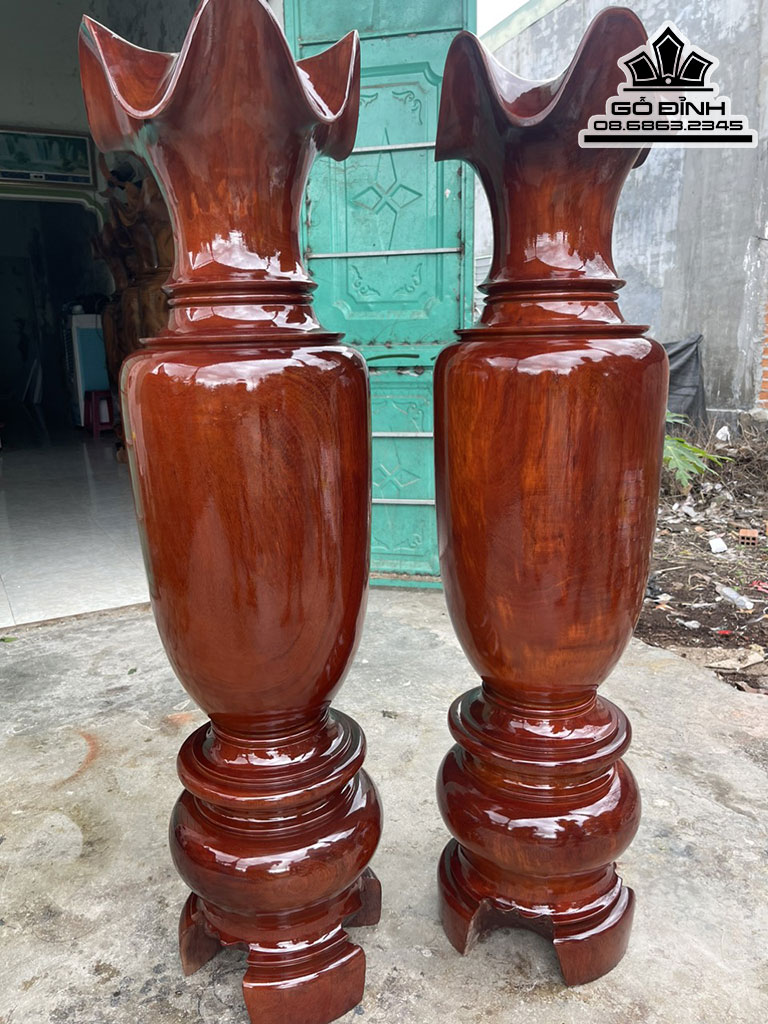 Cặp Lục Bình Gỗ Lim Cao 130 Đường Kính 32.5 (cm)