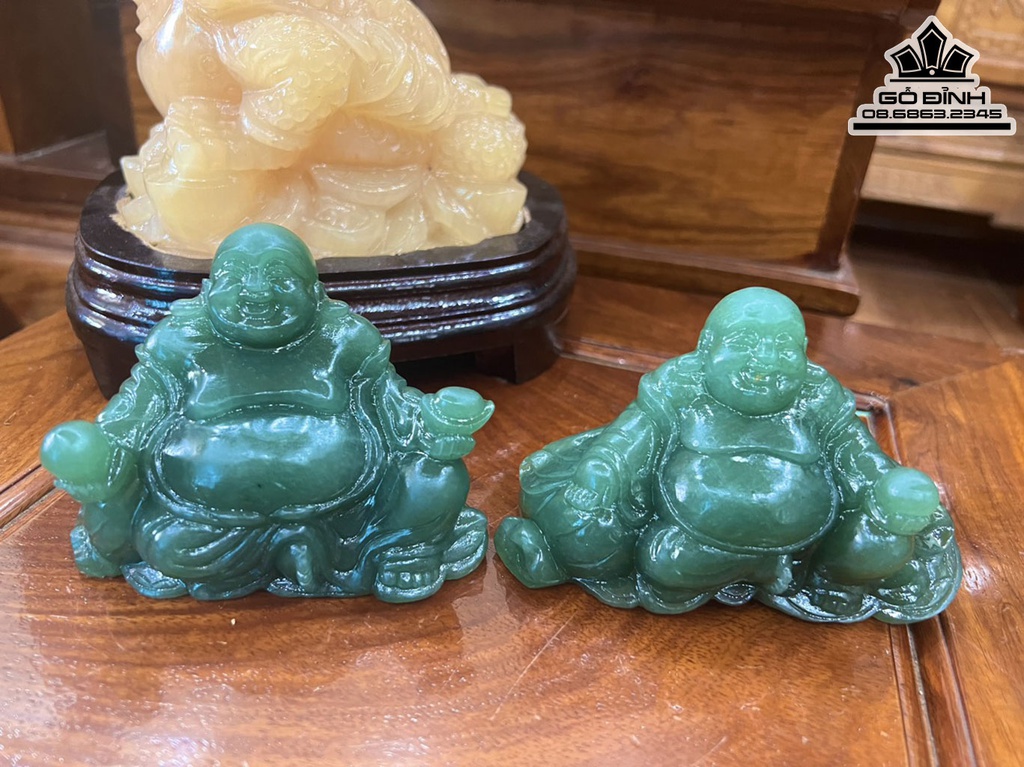 Tượng Phật Di Lặc Đá Thạch Anh Xanh Đường Kính 10 (cm)