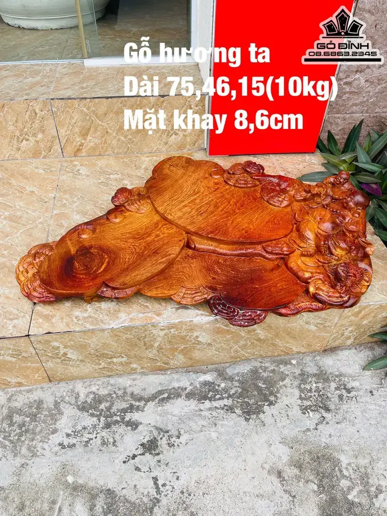 Khay Trà Gỗ Hương Cao 15 Ngang 75 Sâu 46 (cm)