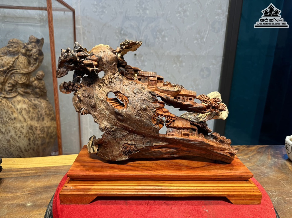 Tiểu Cảnh Thôn Dã Gỗ Nu Trắc Cao 26 Ngang 43 Sâu 17 Cả Kỷ Gỗ Hương Cao 32 (cm)