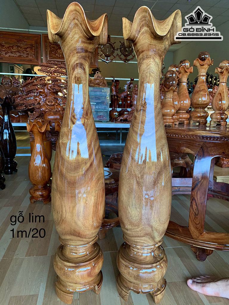 Cặp Tì Bà Gỗ Lim Cao 1m Đường Kính 20 (cm)