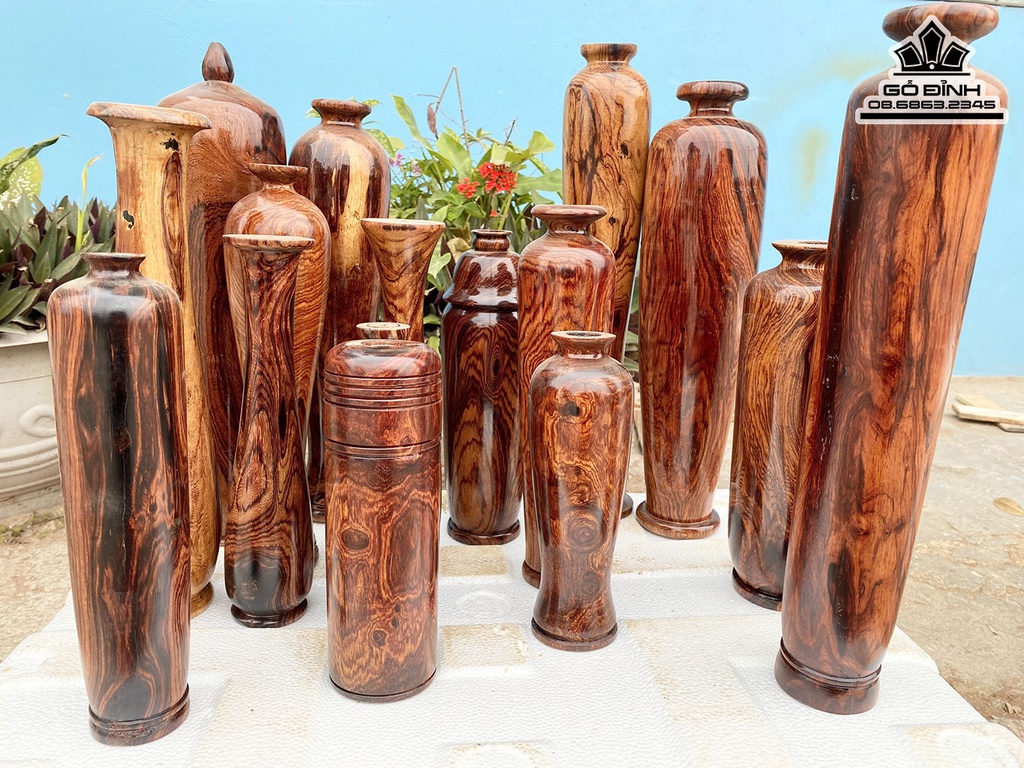 16 Bình Gỗ Cẩm Cao 20-40 Đường Kính 6-10 (cm)
