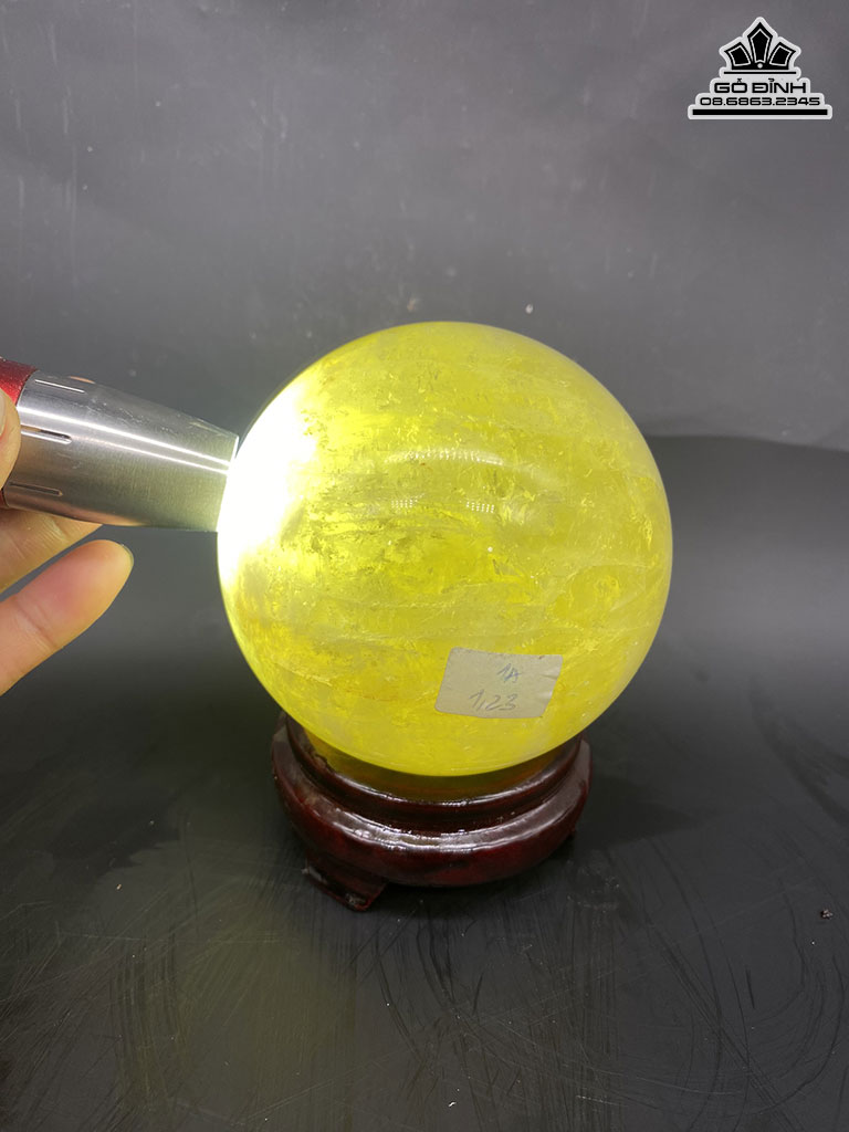 Bi Cầu Đá Thạch Anh Vàng Đường Kính 9,5 (cm) 1,23kg