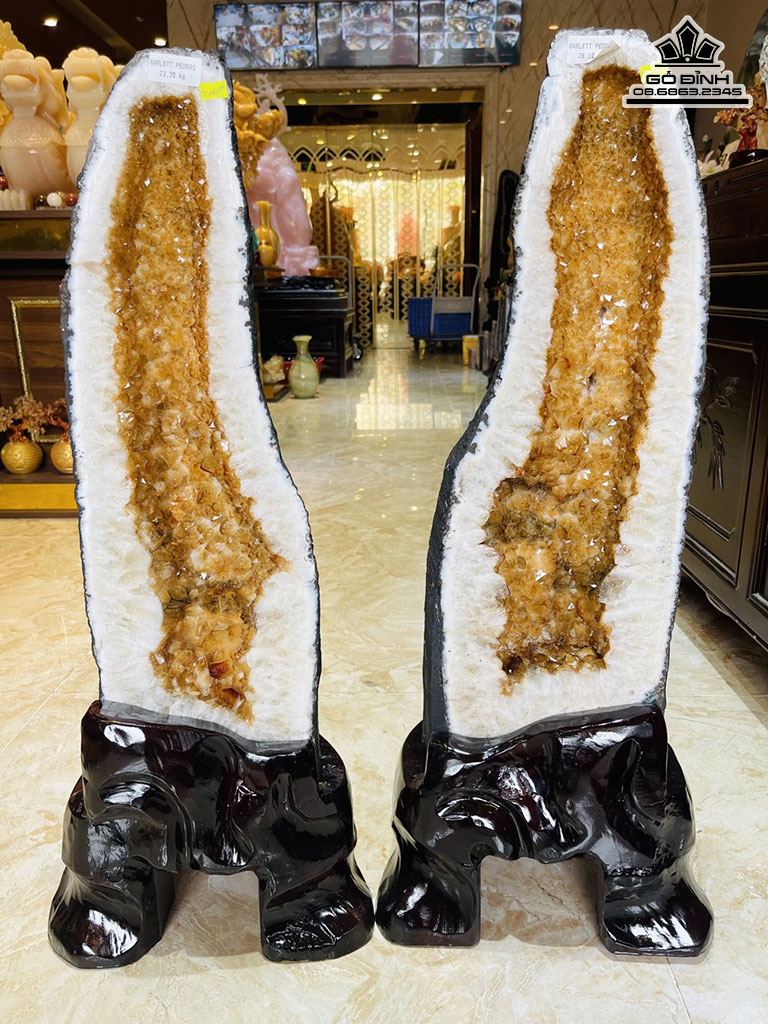 Cặp Động Đá Thạch Anh Vàng Cao 80-81 Ngang 66 (cm) 51,8kg