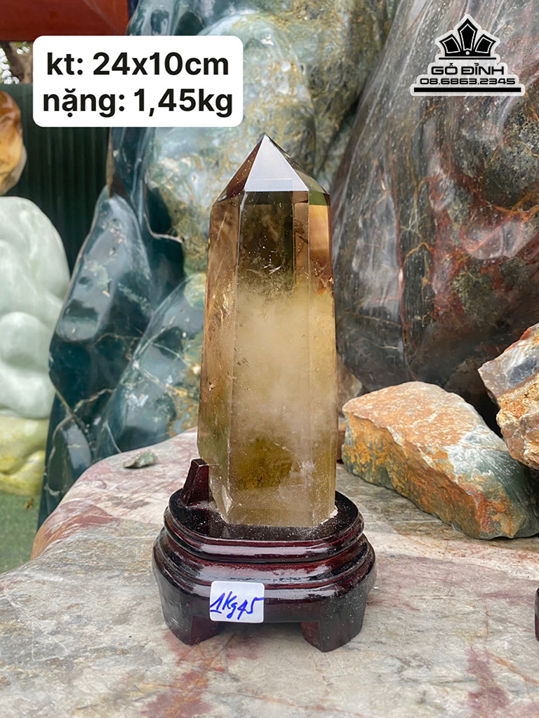 Trụ Đá Thạch Anh Vàng Cao 24 Ngang 10 (cm) 1,45kg