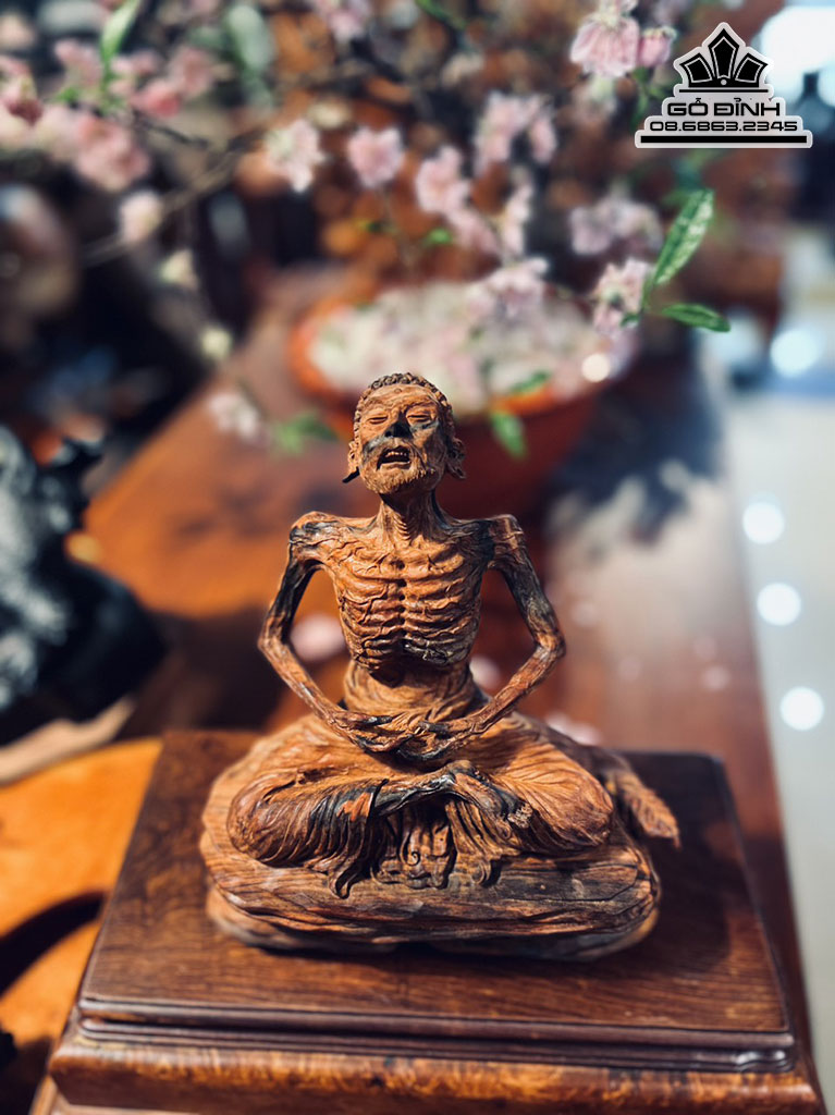 Tượng Phật Tuyết Sơn Gỗ Trắc Cao 25 Ngang 23 Sâu 13 (cm)