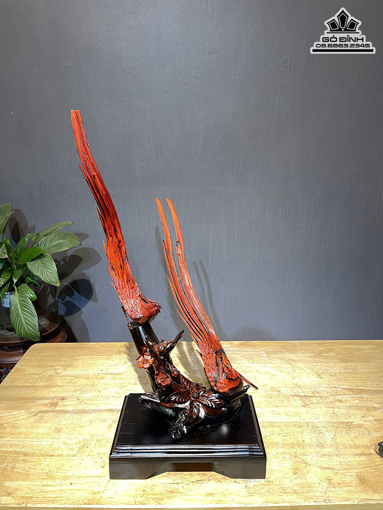 Tượng Chim Trĩ Gỗ Trắc Cao 70 Ngang 35 Sâu 40 (cm)