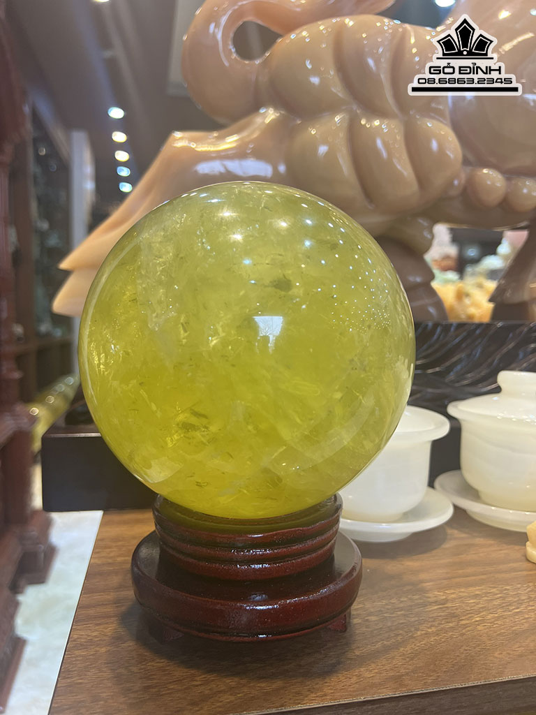 Bi Cầu Đá Thạch Anh Vàng Đường Kính 15,5 (cm) 5,47kg