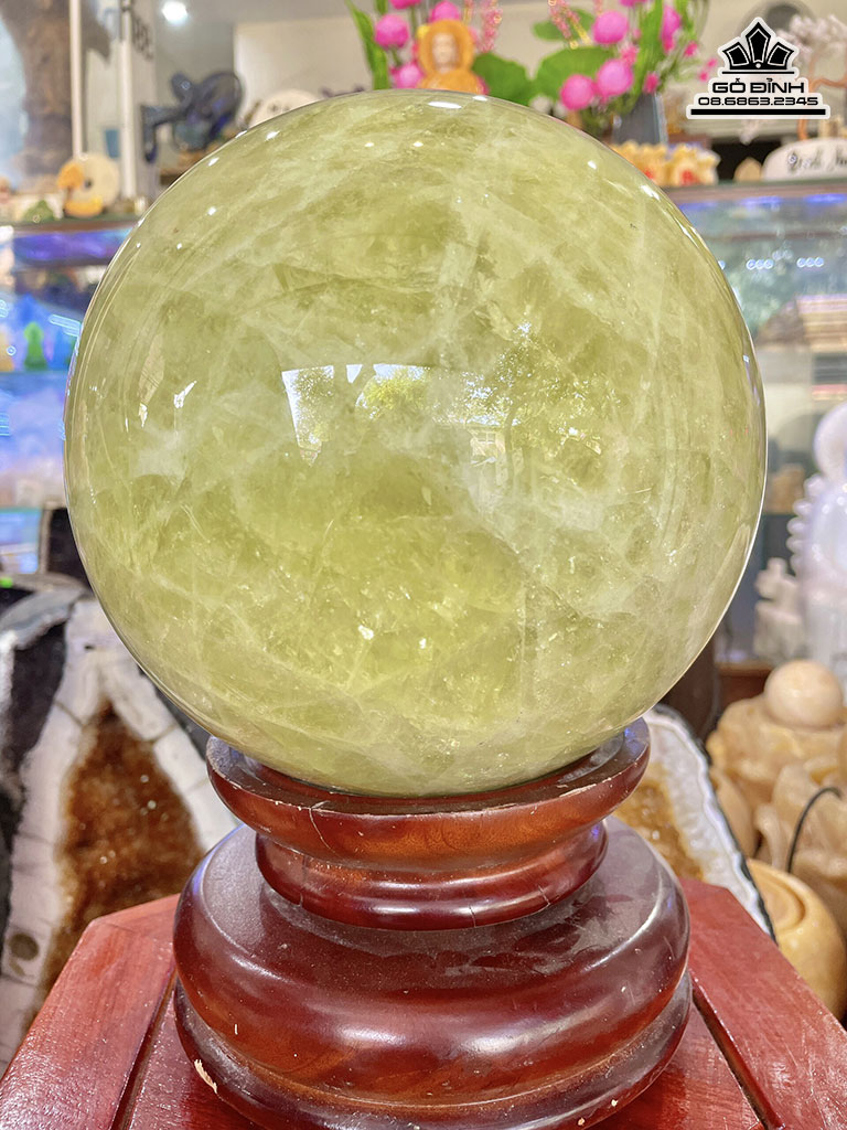 Bi Cầu Đá Thạch Anh Vàng Đường Kính 18 (cm) 9,8kg