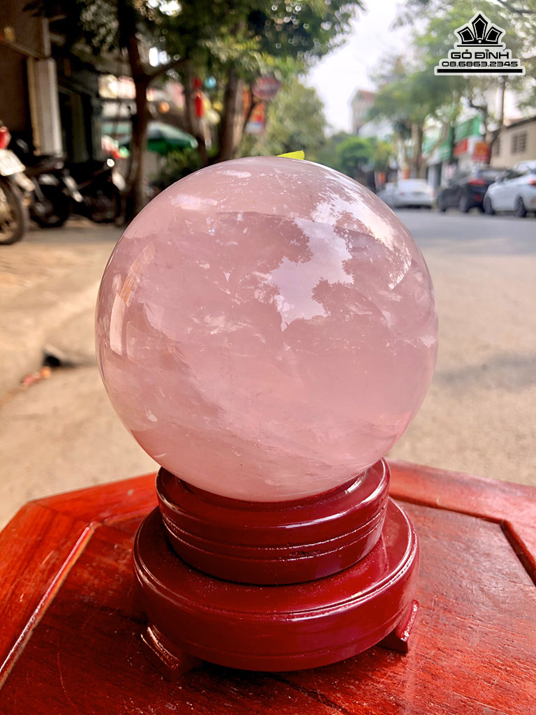 Bi Cầu Đá Thạch Anh Hồng Đường Kính 10 (cm) 1,44kg