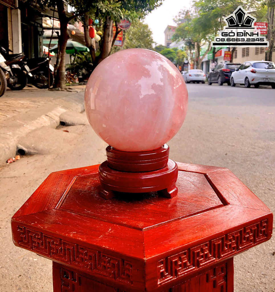 Bi Cầu Đá Thạch Anh Hồng Đường Kính 11 (cm) 2,27kg