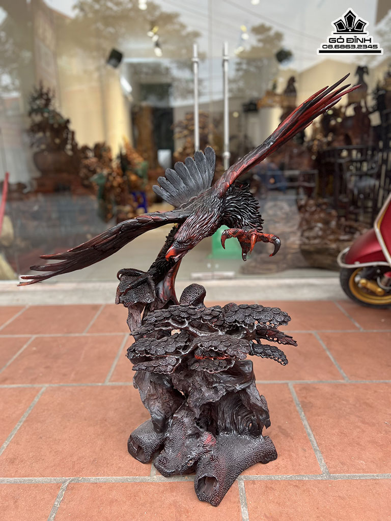 Tượng Đại Bàng Gỗ Trắc Cao 110 Ngang 90 Sâu 43 (cm)