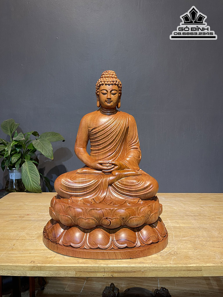 Tượng Phật Thích Ca Gỗ Hương Cao 50 Ngang 36 Sâu 30 (cm)