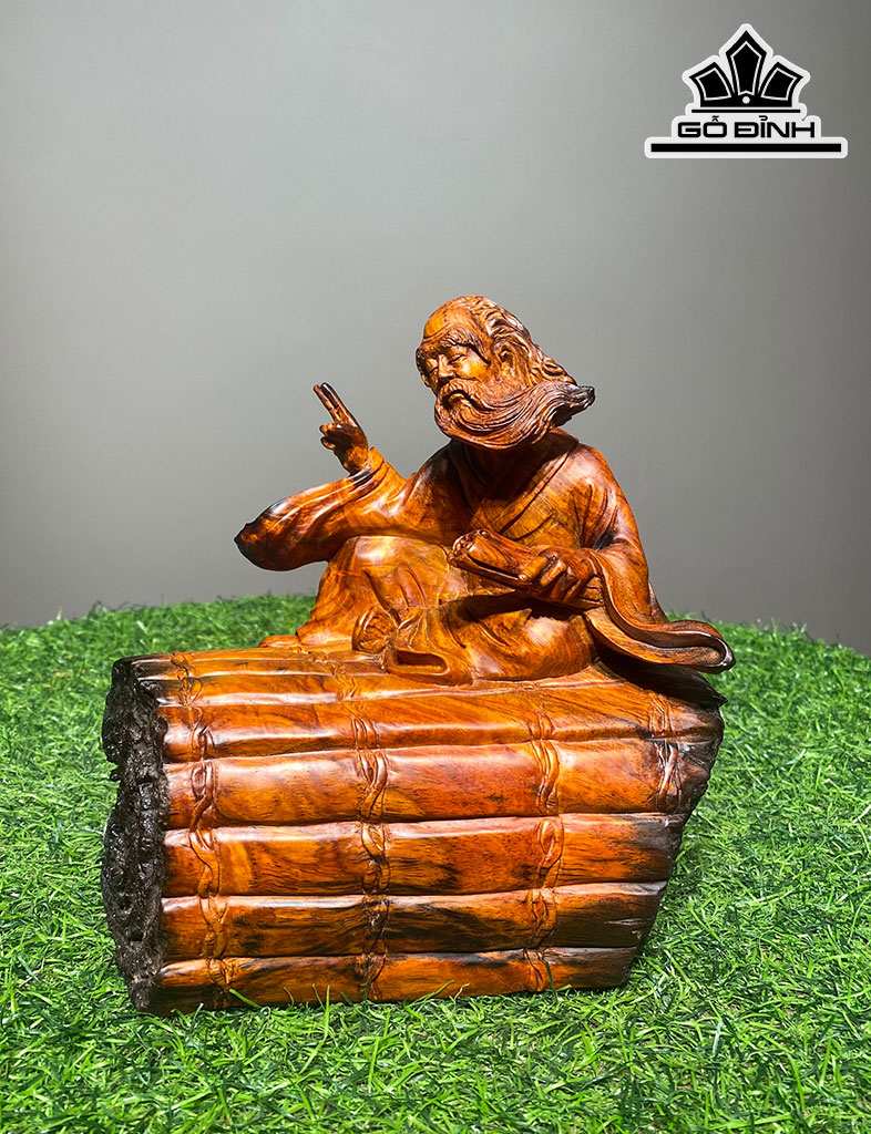 Tượng Lão Tử Gỗ Trắc Cao 20 Ngang 19 Sâu 10 (cm)