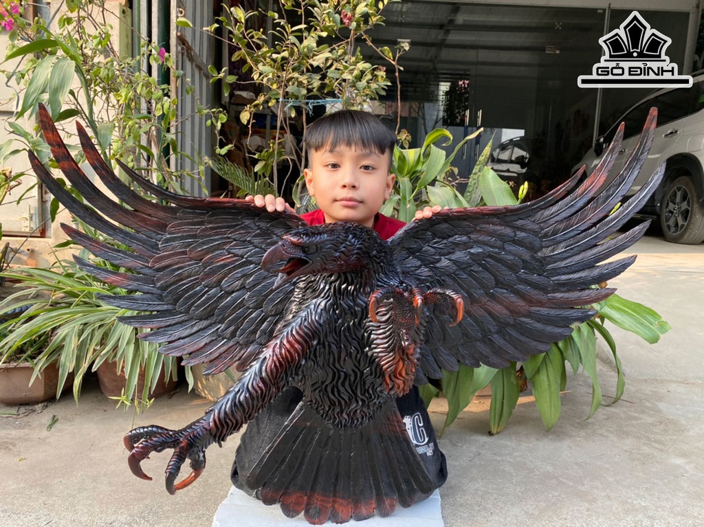 Tượng Đại Bàng Gỗ Trắc Cao 68 Ngang 102 Sâu 28 (cm)