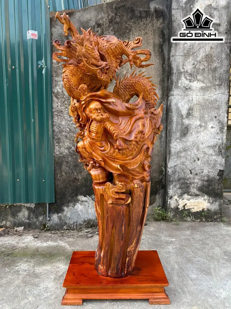 Tượng Đạt Ma Sư Tổ Gỗ Hương Cao 130 Ngang 46 Sâu 30 (cm)