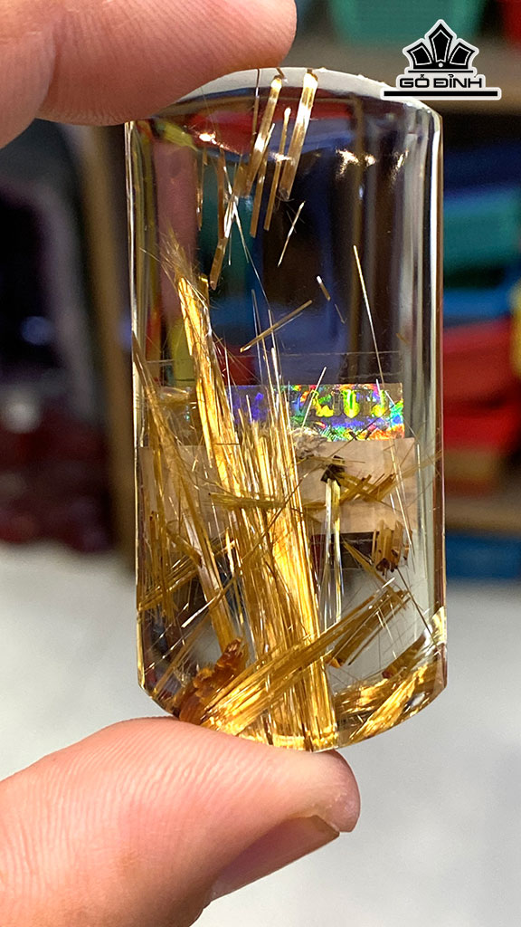 Mặt Trơn Đá Thạch Anh Tóc Vàng Cao 52,67 Ngang 24,55 Sâu 8,82 (mm)