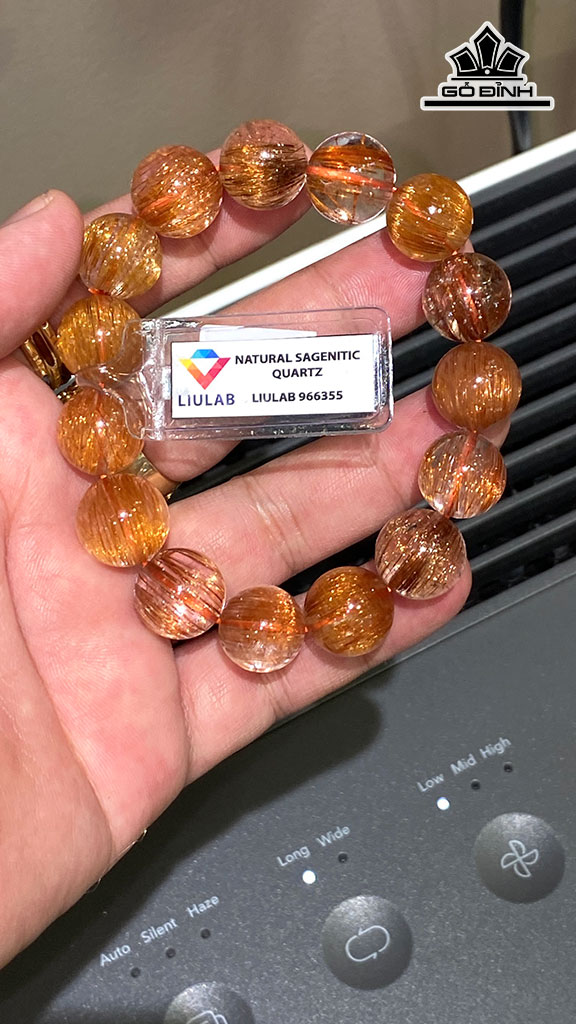 Vòng Tay Đá Thạch Anh Tóc Nâu Đường Kính Hạt 14,89 - 13,94 (mm)