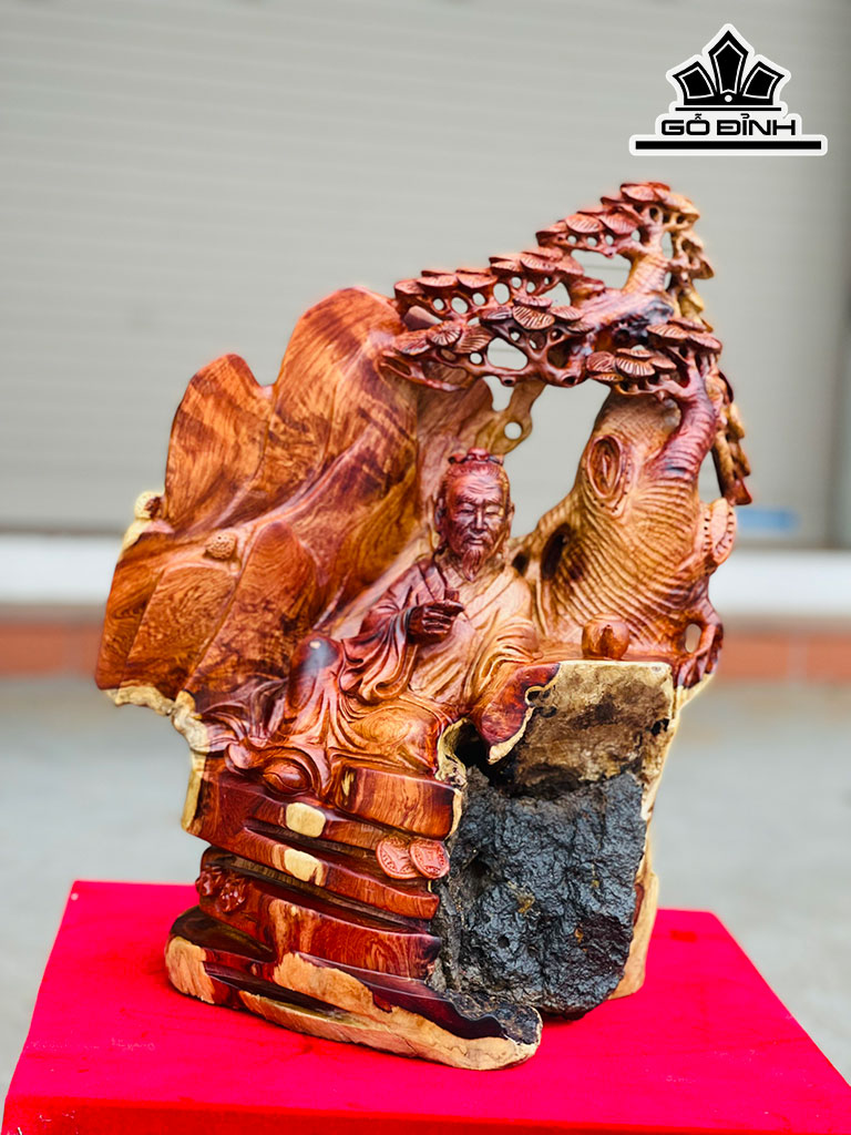 Tượng Thần Trà Gỗ Hương Cao 45 Ngang 32 Sâu 25 (cm)