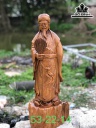 Tượng Gia Cát Lượng Gỗ Bách Xanh Cao 53 Ngang 22 Sâu 14 (cm)