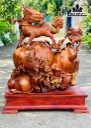 Tượng Tam Lân Chấn Bình Gỗ Nu Hương Cao 72 Ngang 55 Sâu 36 (cm)