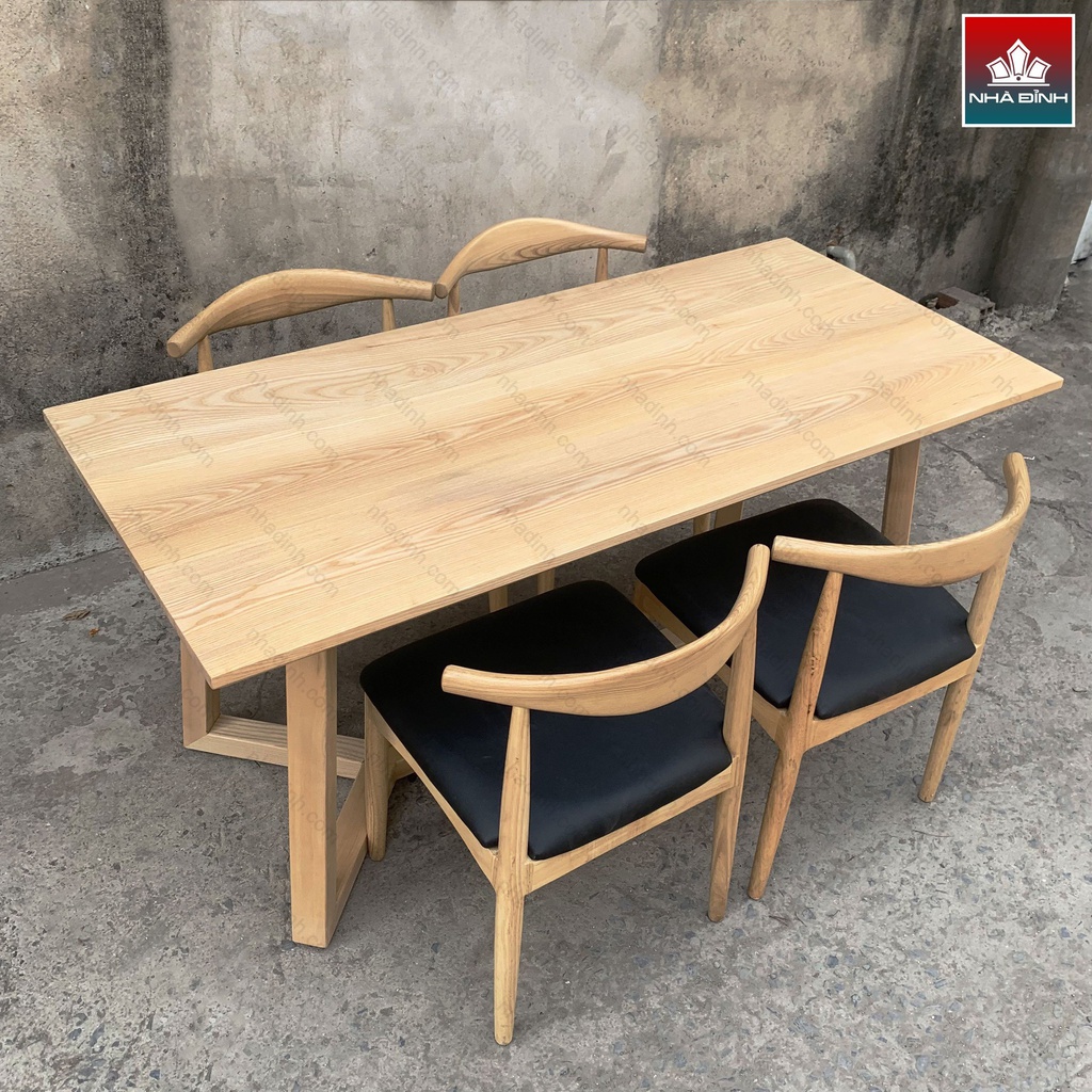 Bàn Ăn 4 Ghế Gỗ Tần Bì ( Ash ) Dài 160 Rộng 70 Cao 75 (cm)