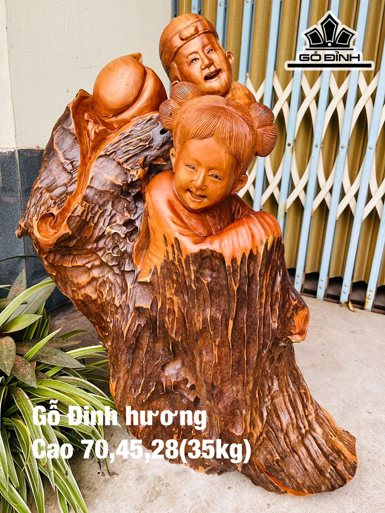 Tiên Đồng Ngọc Nữ Gỗ Hương Cao 70 Ngang 45 Sâu 28 (cm)